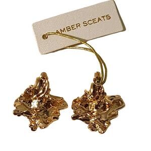Amber Sceats Reese 24K Crushed Metal Earrings Gold Plated Brass NWT